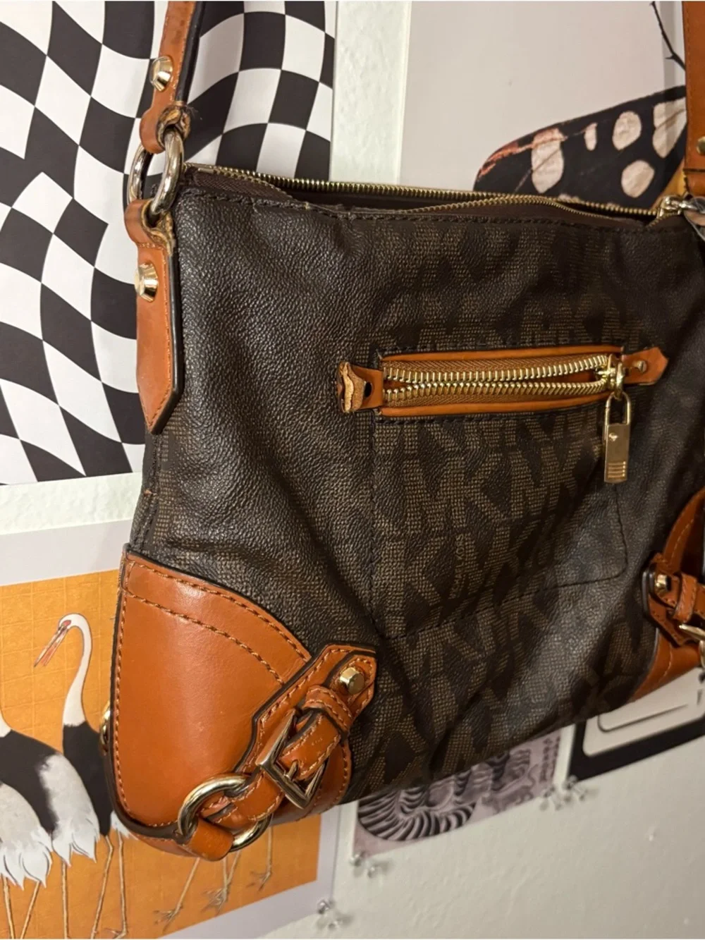 Michael Kors Brown & Tan Crossbody Bag - Picture 3 of 10